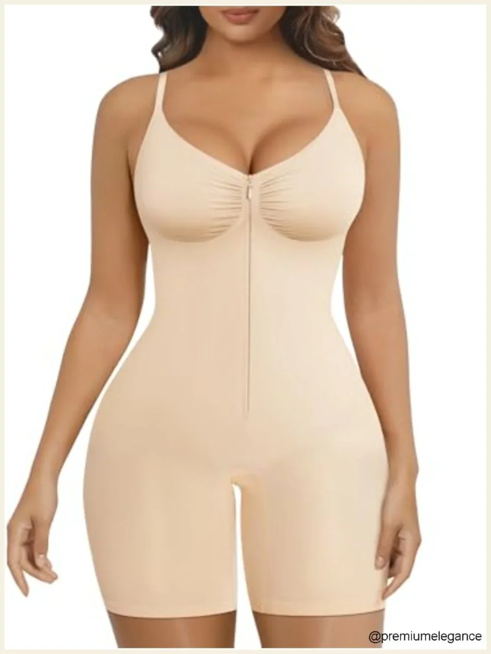 Seamless Zip-Up Shaper Bodysuit Tummy Control